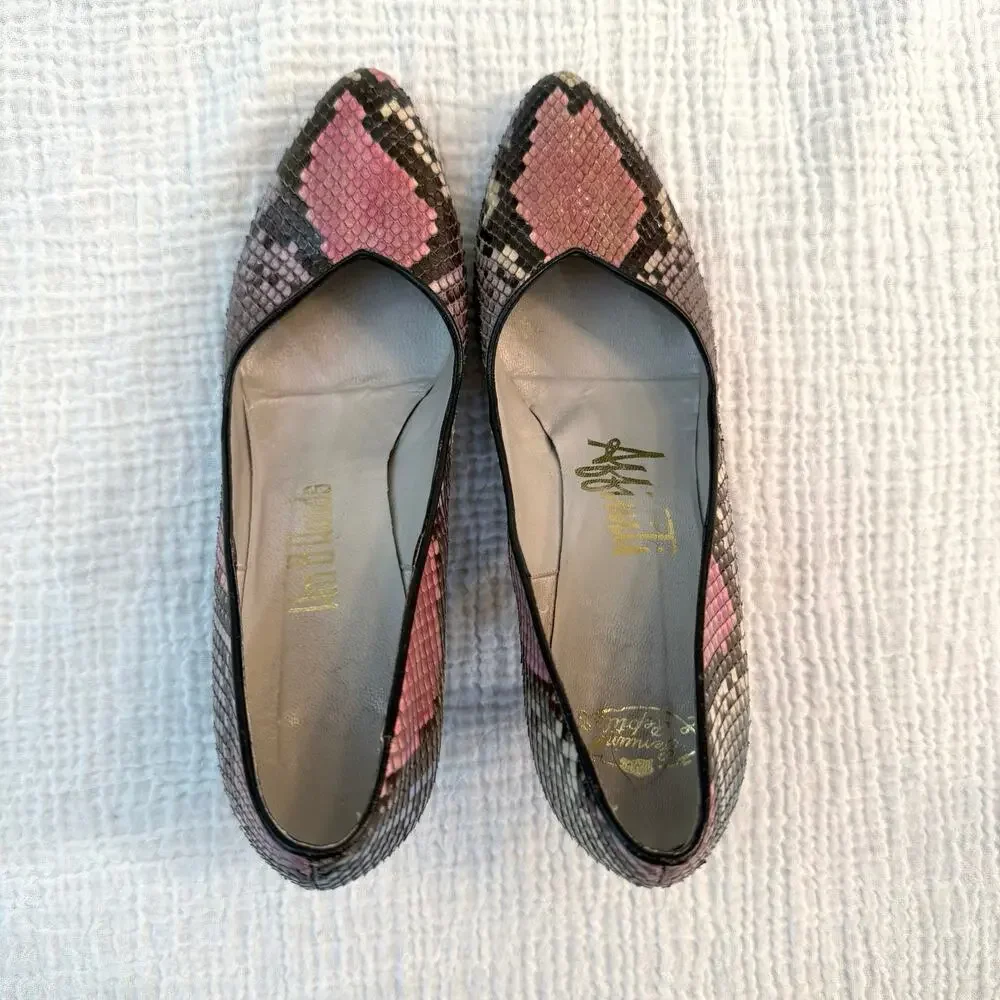 Vintage Pastel Snakeskin Heels Size 7.5 Wm B Woods Affiniti Pointed Toe Reptile